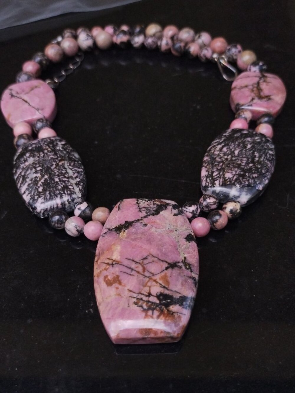 Jay King DTR Rhodonite Statement necklace 925 Sterling Silver